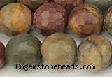 CPJ691 15 inches 8mm faceted round picasso jasper beads