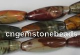 CPJ72 15.5 inches 10*30mm rice picasso jasper gemstone beads