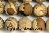 CPJ747 15 inches 8mm round matte picture jasper beads