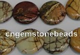 CPJ79 15.5 inches 20mm flat round picasso jasper gemstone beads