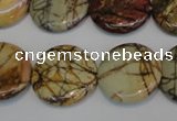 CPJ80 15.5 inches 25mm flat round picasso jasper gemstone beads