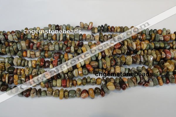 CPJ94 15.5 inches 5*11mm nuggets picasso jasper gemstone beads