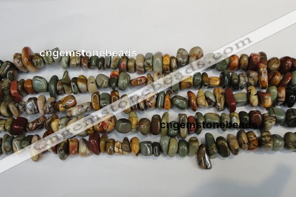 CPJ95 15.5 inches 6*14mm nuggets picasso jasper gemstone beads