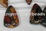 CPJ96 Top-drilled 15*25mm – 16*36mm flat teardrop picasso jasper beads