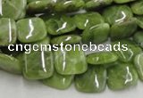 CPO07 15.5 inches 10*10mm square olivine gemstone beads wholesale