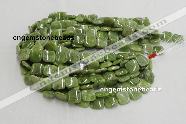 CPO07 15.5 inches 10*10mm square olivine gemstone beads wholesale