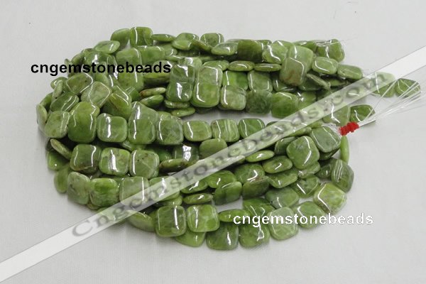 CPO08 15.5 inches 12*12mm square olivine gemstone beads wholesale