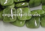 CPO10 15.5 inches 18*18mm square olivine gemstone beads wholesale