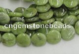 CPO15 15.5 inches 10mm flat round olivine gemstone beads wholesale