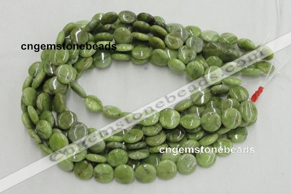 CPO15 15.5 inches 10mm flat round olivine gemstone beads wholesale