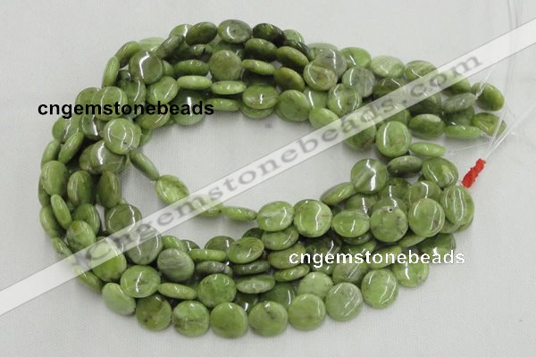 CPO16 15.5 inches 12mm flat round olivine gemstone beads wholesale