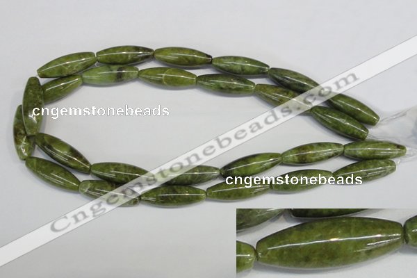 CPO26 15.5 inches 10*30mm rice olivine gemstone beads wholesale