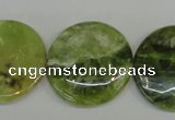 CPO30 15.5 inches 25mm flat round olivine gemstone beads wholesale