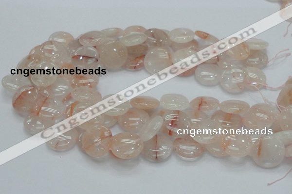 CPQ03 15.5 inches 20mm flat round natural pink quartz beads