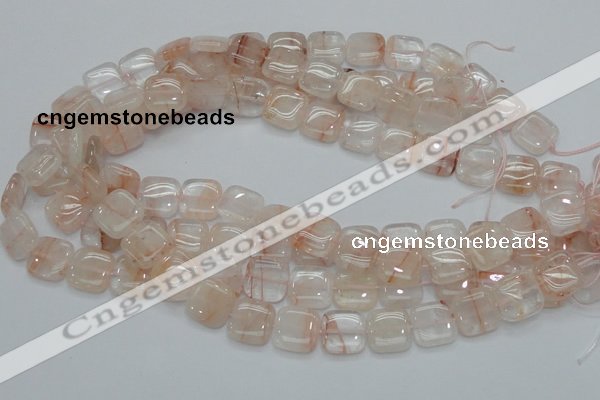 CPQ05 15.5 inches 15*15mm square natural pink quartz beads