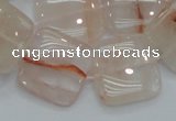 CPQ06 15.5 inches 20*20mm square natural pink quartz beads