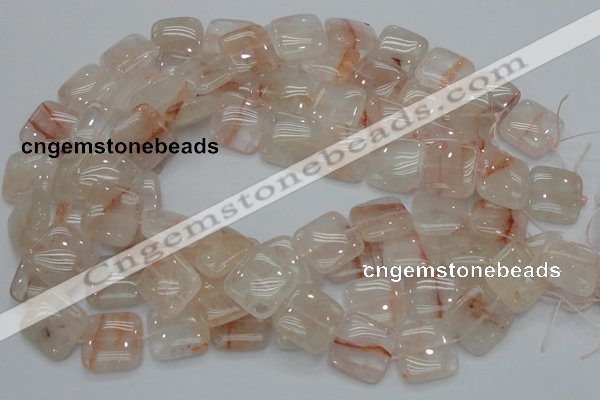 CPQ06 15.5 inches 20*20mm square natural pink quartz beads