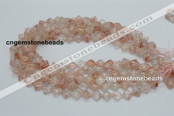 CPQ07 15.5 inches 10*10mm diamond natural pink quartz beads