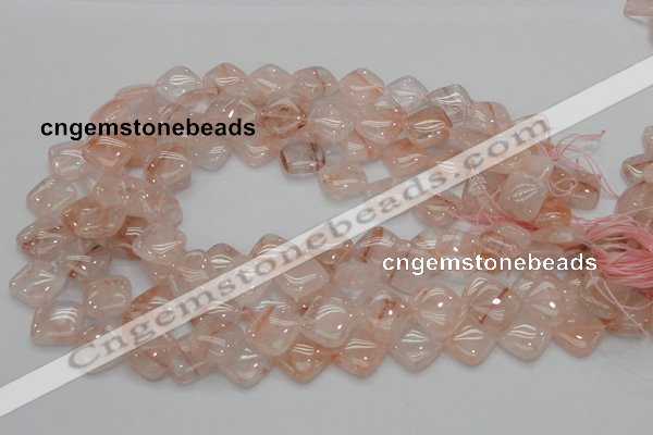 CPQ08 15.5 inches 15*15mm diamond natural pink quartz beads