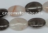 CPQ106 13*18mm oval natural pink crystal & smoky quartz beads