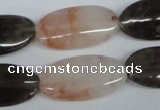 CPQ107 15*20mm oval natural pink crystal & smoky quartz beads