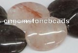 CPQ108 22*30mm oval natural pink crystal & smoky quartz beads