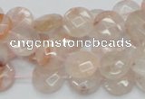 CPQ16 15.5 inches 12mm faceted coin natural pink quartz beads