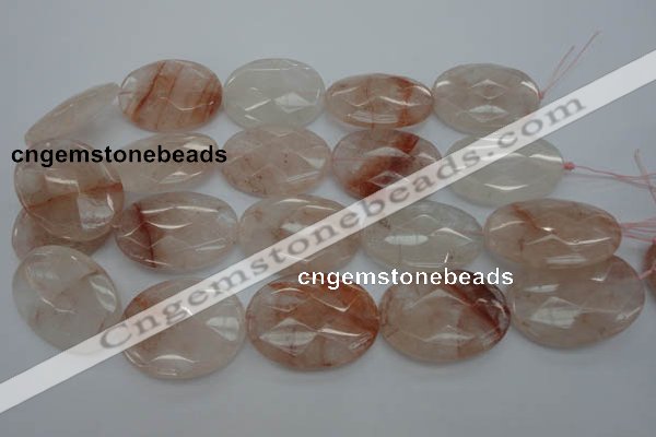 CPQ17 15.5 inches 30*40mm faceted oval natural pink quartz beads