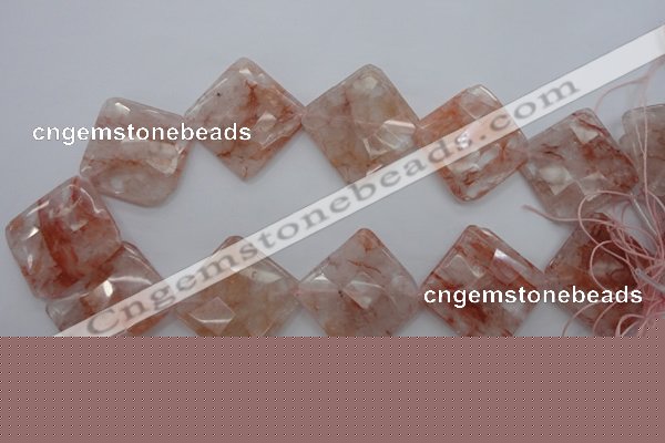 CPQ18 15.5 inches 30*30mm faceted diamond natural pink quartz beads