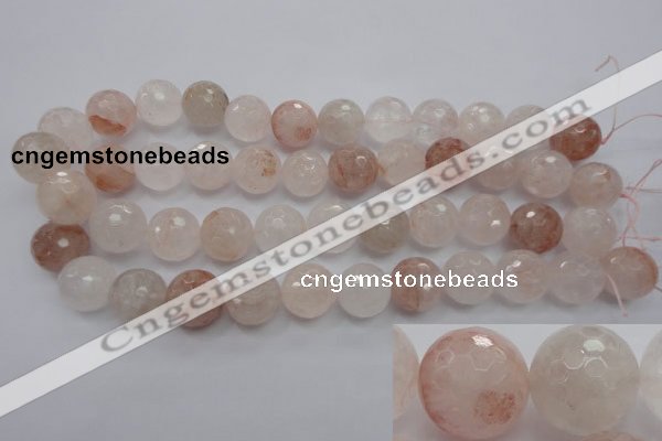 CPQ206 15.5 inches 14mm faceted round natural pink quartz beads