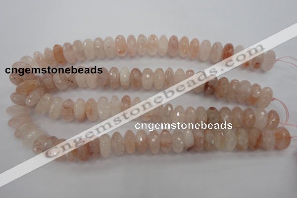 CPQ215 15.5 inches 8*16mm faceted rondelle natural pink quartz beads