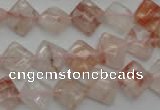 CPQ224 15.5 inches 10*10mm faceted diamond natural pink quartz beads