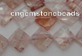 CPQ225 15.5 inches 12*12mm faceted diamond natural pink quartz beads