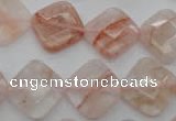 CPQ226 15.5 inches 15*15mm faceted diamond natural pink quartz beads