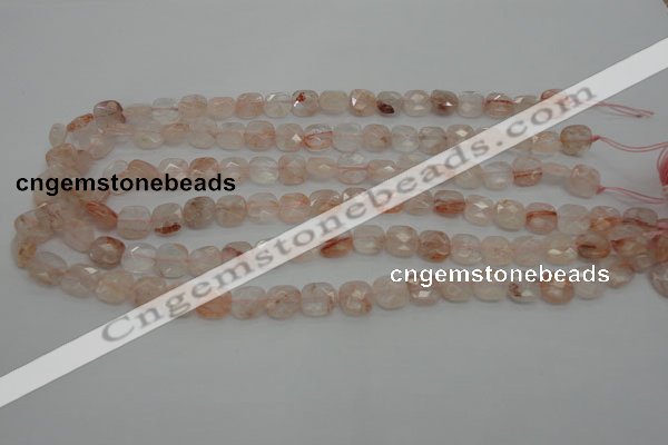 CPQ231 15.5 inches 10*10mm faceted square natural pink quartz beads