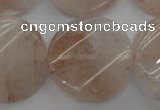 CPQ238 15.5 inches 28mm twisted coin natural pink quartz beads