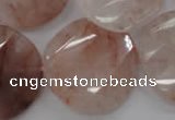 CPQ240 15.5 inches 28mm faceted & twisted coin natural pink quartz beads