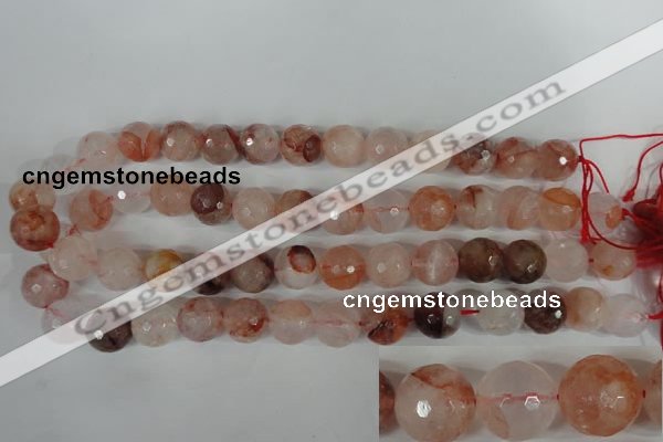 CPQ26 15.5 inches 14mm faceted round natural pink quartz beads