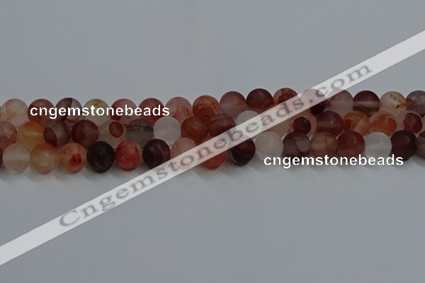 CPQ303 15.5 inches 10mm round matte pink quartz beads wholesale