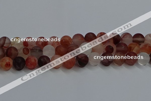 CPQ305 15.5 inches 14mm round matte pink quartz beads wholesale