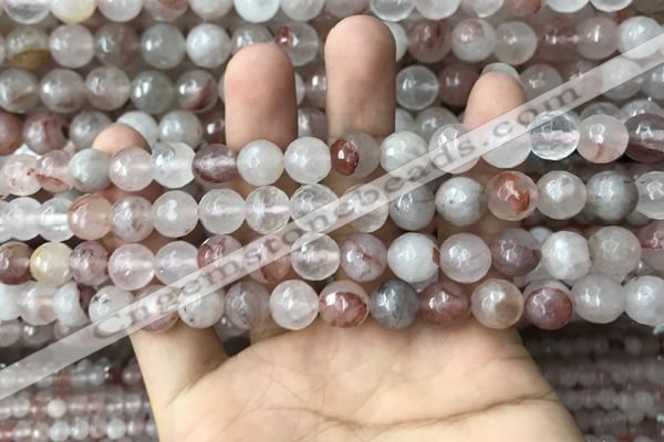 CPQ312 15.5 inches 8mm faceted round pink quartz beads wholesale