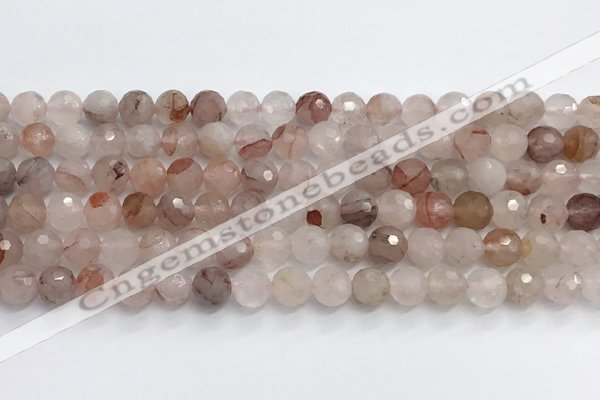 CPQ319 15.5 inches 8mm faceted round pink quartz beads