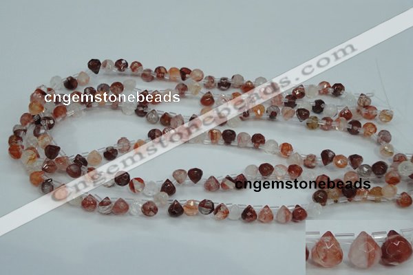 CPQ41 Top-drilled 7*7mm faceted teardrop natural pink quartz beads