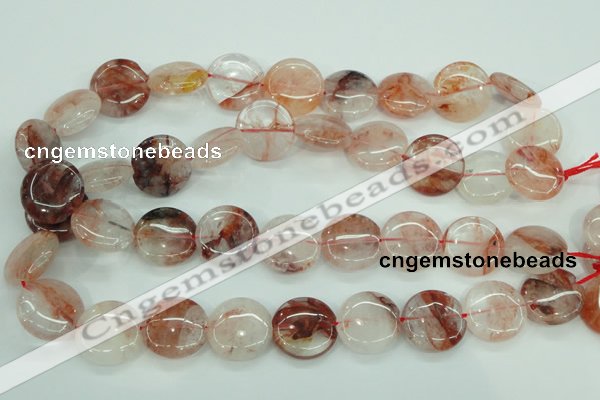 CPQ50 15.5 inches 20mm flat round natural pink quartz beads
