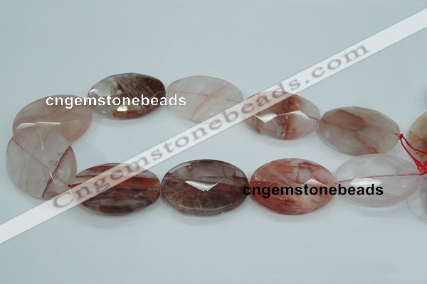 CPQ65 15.5 inches 30*40mm faceted oval natural pink quartz beads