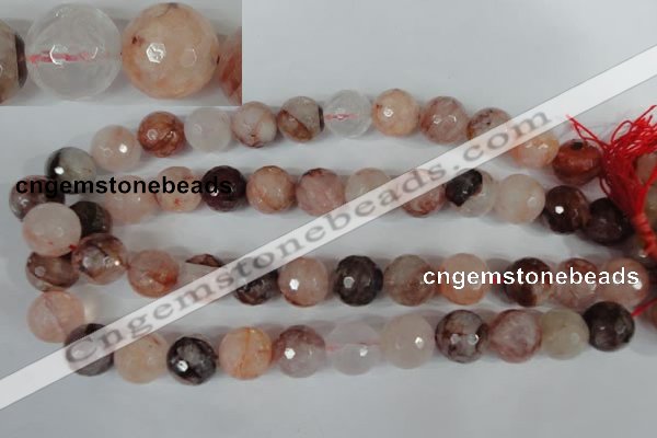 CPQ68 15.5 inches 16mm faceted round natural pink quartz beads