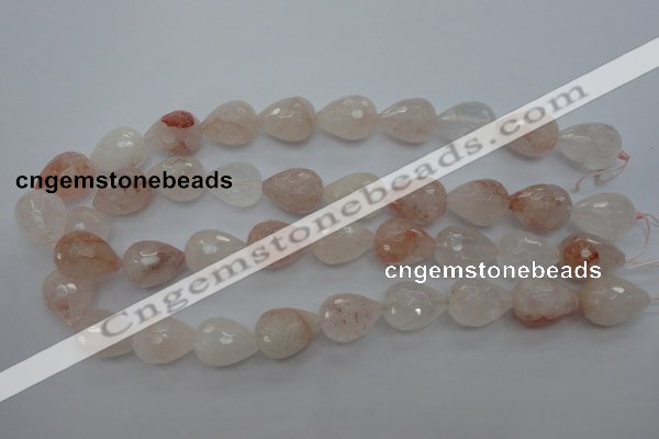 CPQ76 15.5 inches 15*20mm faceted teardrop natural pink quartz beads