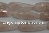 CPQ78 15.5 inches 10*30mm faceted teardrop natural pink quartz beads