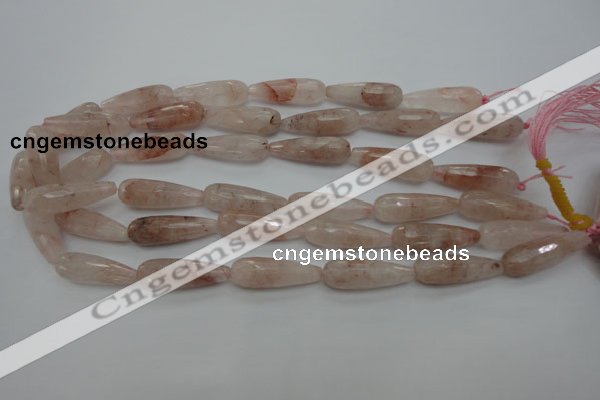 CPQ78 15.5 inches 10*30mm faceted teardrop natural pink quartz beads