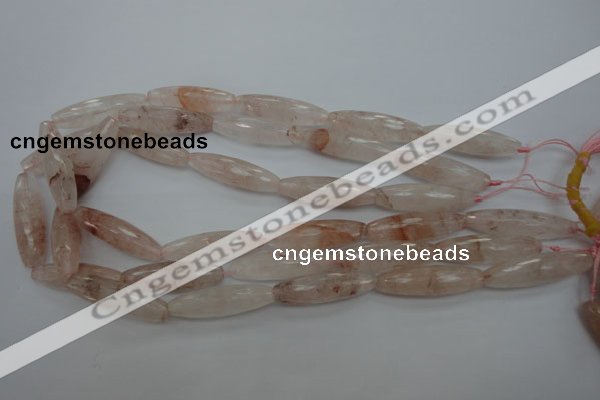 CPQ80 15.5 inches 10*35mm faceted rice natural pink quartz beads